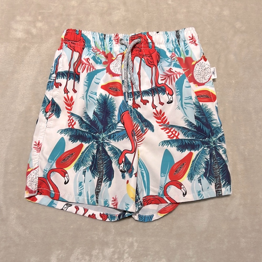 Vintage Summer Boys Tropical / Flamingo Swim Trunks | Size 7